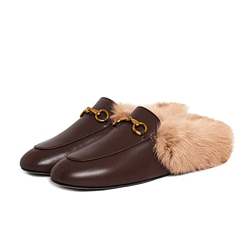 women's dress mules and slides Vertundy Women's Mules Low Heel Flats Leather Slip On Backless Sandal