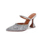 Women's Mule Heels Rhinestones Strappy Stiletto Slide Pumps Slip On Sexy High Heels Sandals Closed Pointed Toe Backless Dressy Wedding Party Summer Shoes