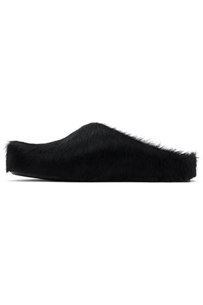 Vertundy Women's Fur Mules Slip On Real Fur Slides Flat Round Toe Platform Fuzzy Clogs Shoes