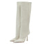 Vertundy Women's Fold Over Boots - Pointed Toe Stiletto Heel Slip On Knee High Boot Fashion Sexy Dress Boot