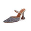 Women's Mule Heels Rhinestones Strappy Stiletto Slide Pumps Slip On Sexy High Heels Sandals Closed Pointed Toe Backless Dressy Wedding Party Summer Shoes