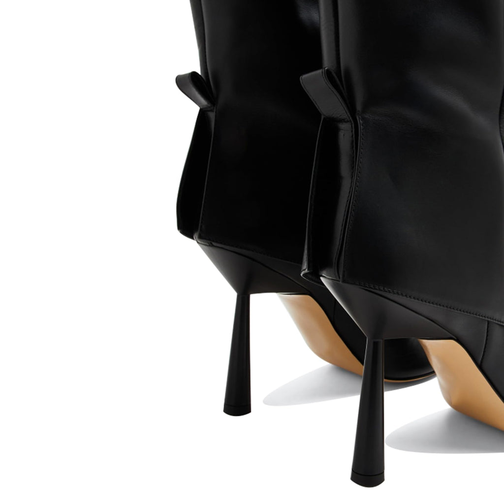 Vertundy Women's Fold Over Boots - Pointed Toe Stiletto Heel Slip On Knee High Boot Fashion Sexy Dress Boot
