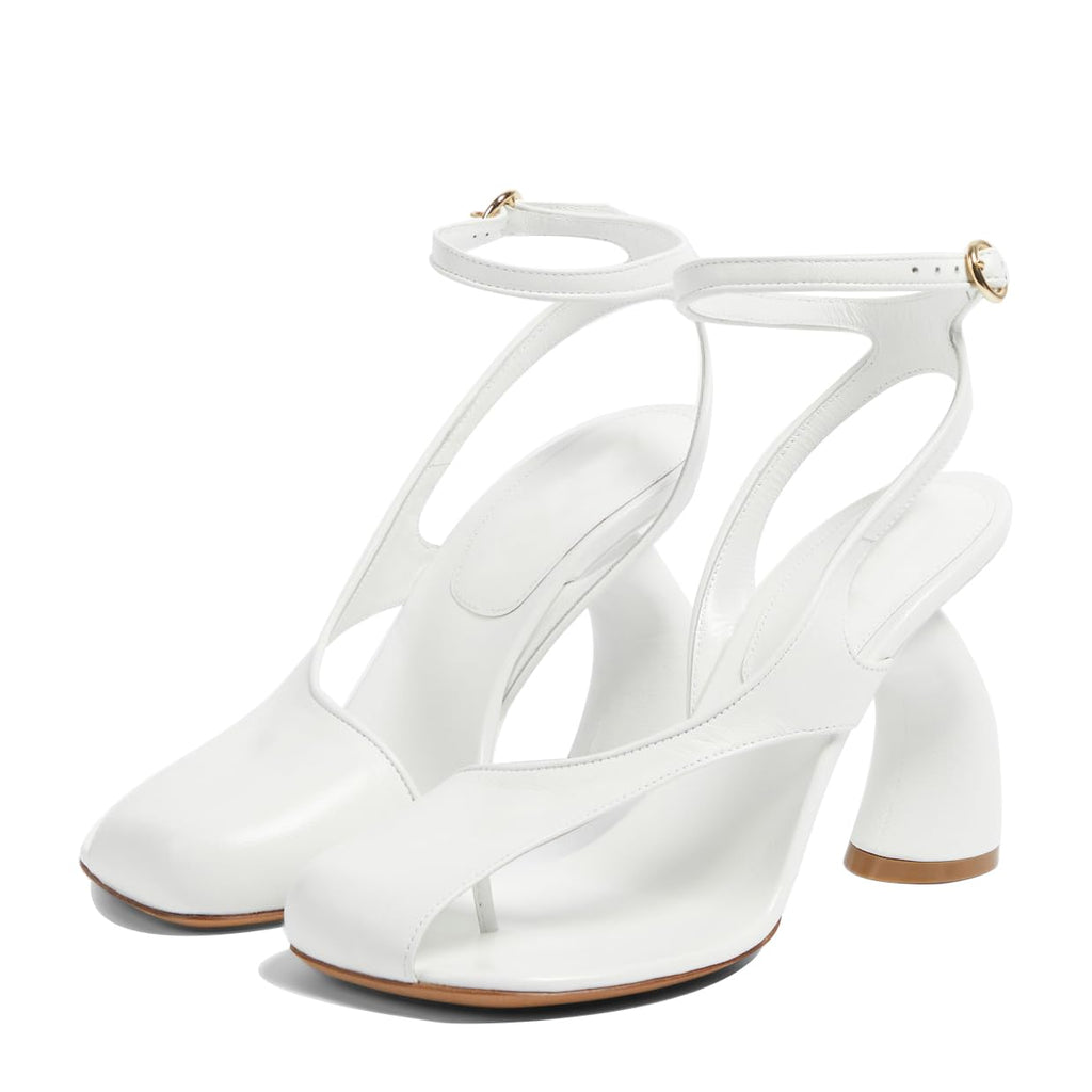 Vertundy Women's Flip Flop Heels High Heeled Sandals Leather Chunky Square Toe Adjustable Ankle Strap Buckle Thong Heeled Sandals