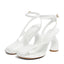 Vertundy Women's Flip Flop Heels High Heeled Sandals Leather Chunky Square Toe Adjustable Ankle Strap Buckle Thong Heeled Sandals