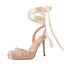 Vertundy Women's Satin Ballet Heels Lace Up Square Toe Stiletto High Bow Ballerina Heels