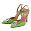 Vertundy Women's Rhinestone Slingback Pumps Pointed Toe Satin Crystal Stiletto High Heels Sandals Party Wedding Bride Pump Dress Shoes