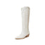 Vertundy Knee High Cowboy Boots For Women Pointed Toe Cowgirl Low Chunky Heel Western Boots
