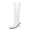 Vertundy Womens Kitten Heel Boots Square Toe Low Heel Leather Knee High Boots