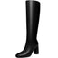 Vertundy Chunky Heel Long Boots For Women Square Toe Leather Knee High Tall Boots