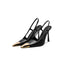 Vertundy Slingback Heels for Women Metal Pointed Toe Stiletto High Heel Pumps Slip On Shoes Geometric Heel