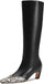Beauty Cry Snakeskin Knee High Boots for Women Kitten Heel Tall Boots Square Toe Fashion Sexy Boots