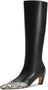 Beauty Cry Snakeskin Knee High Boots for Women Kitten Heel Tall Boots Square Toe Fashion Sexy Boots
