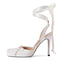 Vertundy Women's Satin Ballet Heels Lace Up Square Toe Stiletto High Bow Ballerina Heels