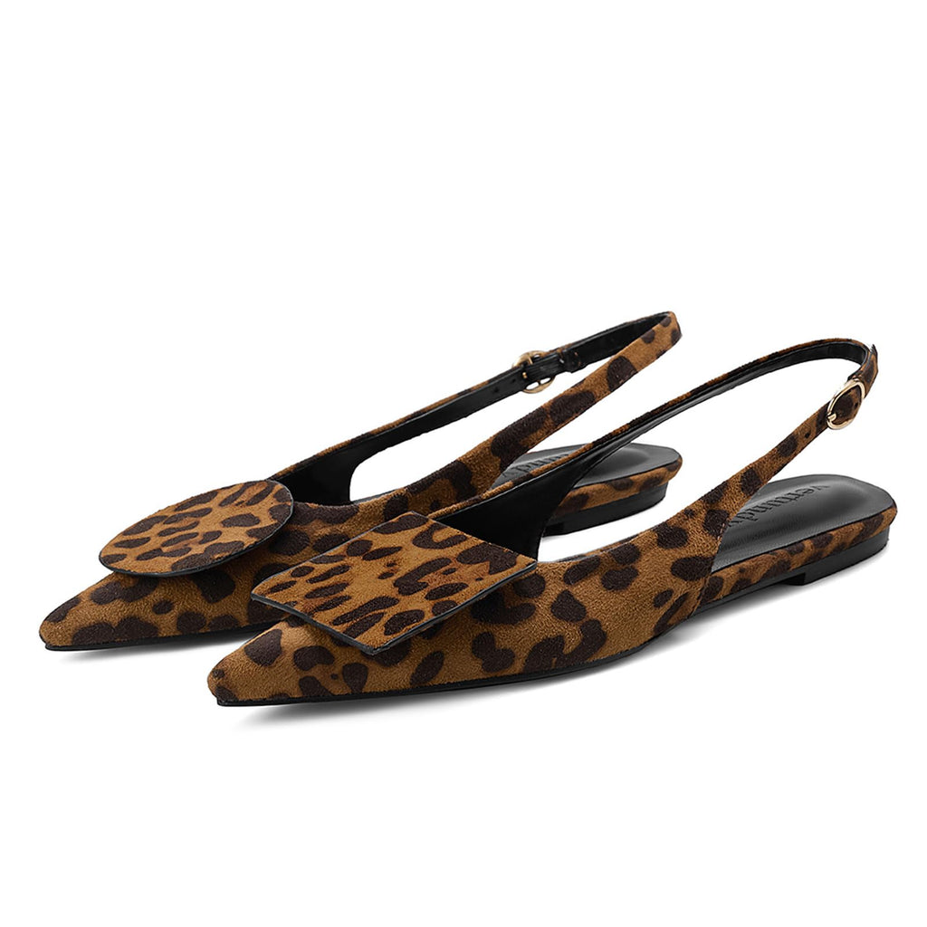 Vertundy Women's Slingback Flats Pointed Toe Flats for Women Low Heel Pumps Ankle Strap Sandals Circle Square Decorative Fashion Design Shoes