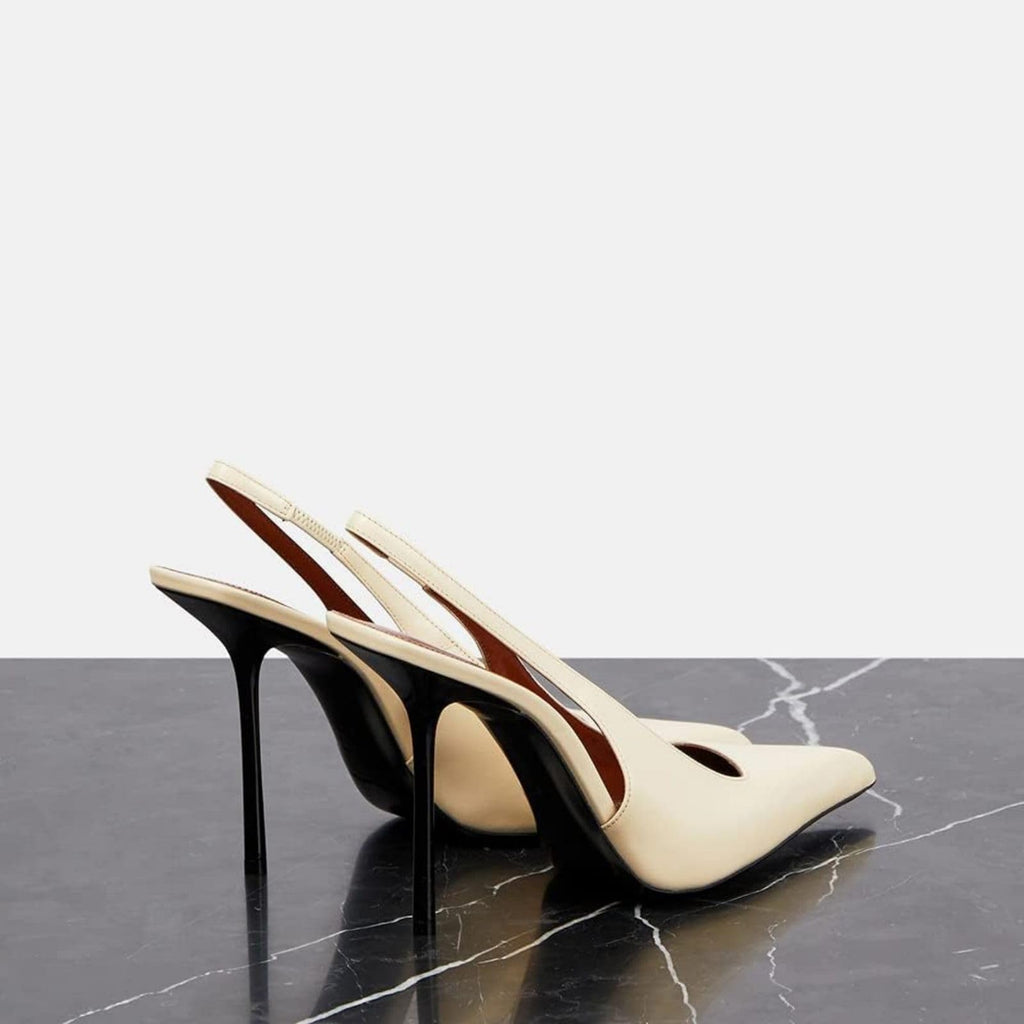 Vertundy Womens Stiletto Slingback Pointed Toe Leather High Heels