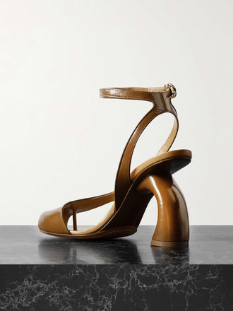 Vertundy Women's Flip Flop Heels High Heeled Sandals Leather Chunky Square Toe Adjustable Ankle Strap Buckle Thong Heeled Sandals