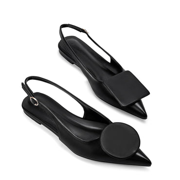 Vertundy Women's Slingback Flats Pointed Toe Flats for Women Low Heel Pumps Ankle Strap Sandals Circle Square Decorative Fashion Design Shoes