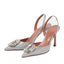 Vertundy Women's Rhinestone Slingback Pumps Pointed Toe Satin Crystal Stiletto High Heels Sandals Party Wedding Bride Pump Dress Shoes