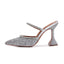 Women's Mule Heels Rhinestones Strappy Stiletto Slide Pumps Slip On Sexy High Heels Sandals Closed Pointed Toe Backless Dressy Wedding Party Summer Shoes