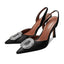 Vertundy Women's Rhinestone Slingback Pumps Pointed Toe Satin Crystal Stiletto High Heels Sandals Party Wedding Bride Pump Dress Shoes