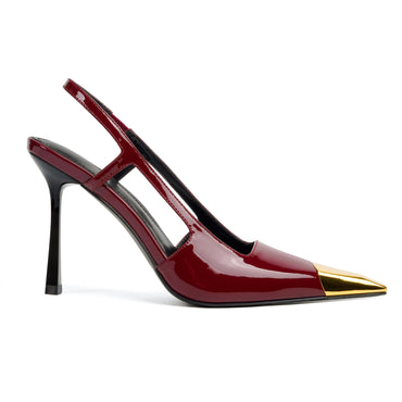 Vertundy Slingback Heels for Women Metal Pointed Toe Stiletto High Heel Pumps Slip On Shoes Geometric Heel