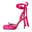 Vertundy Women's Satin Ballet Heels Lace Up Square Toe Stiletto High Bow Ballerina Heels