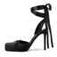 Vertundy Women's Satin Ballet Heels Lace Up Square Toe Stiletto High Bow Ballerina Heels