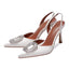 Vertundy Women's Rhinestone Slingback Pumps Pointed Toe Satin Crystal Stiletto High Heels Sandals Party Wedding Bride Pump Dress Shoes