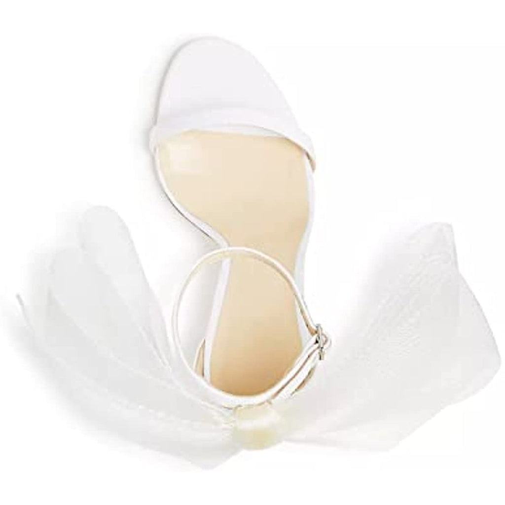 Vertundy Women's Stiletto High Heeled Sandals with Asymmetric Lace Mesh Bows Knot Decoration Open Toe Ankle Strap Single Band Strap Heels Sexy Dress Wedding Party Shoes For Ladies 3.14 IN