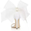 Vertundy Women's Stiletto High Heeled Sandals with Asymmetric Lace Mesh Bows Knot Decoration Open Toe Ankle Strap Single Band Strap Heels Sexy Dress Wedding Party Shoes For Ladies 3.14 IN