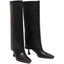 Fold Over Knee High Boots Leather Stiletto Heel Long Boot Riding Booties