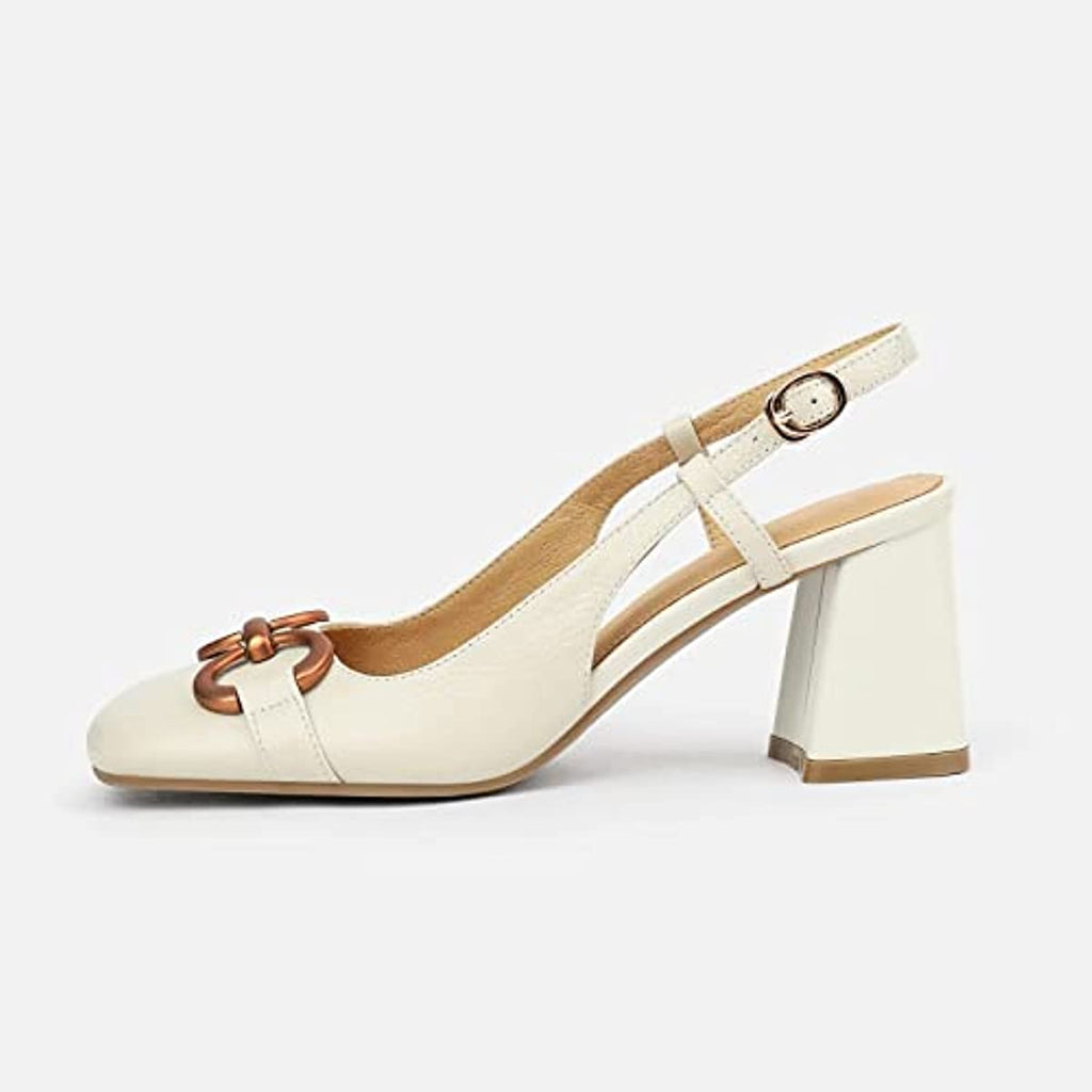 Women's Slingback Square Toe Chunky High Heels Sandals Ankle Buckle Dress Summer Pumps