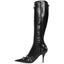 Vertundy Women’s Knee High Boots - Pointed Toe Stiletto Heel Zipper Long Boot Rivet Slim Tassel Dress Boot for Lady Wide Calf Sexy