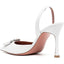 Rhinestone High Heels Satin Slingback Pumps Pointed Wedding Dress Stilettos