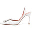 Rhinestone High Heels Satin Slingback Pumps Pointed Wedding Dress Stilettos