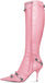 Vertundy Women’s Knee High Boots - Pointed Toe Stiletto Heel Zipper Long Boot Rivet Slim Tassel Dress Boot for Lady Wide Calf Sexy