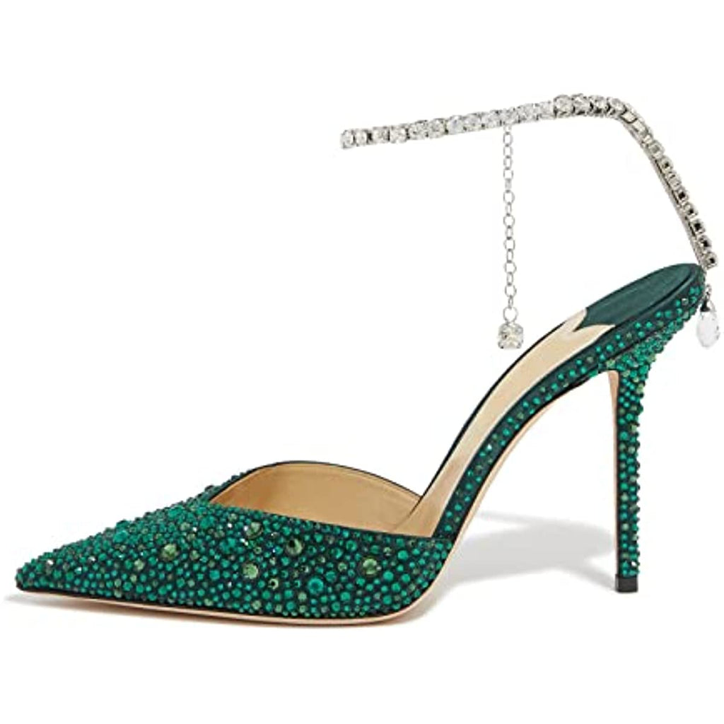 NOELLE POINTED TOE HIGH HEELS WITH DIAMANTE DETAIL & CROSS OVER ANKLE –  Where's That From UK