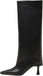 Fold Over Knee High Boots Leather Stiletto Heel Long Boot Riding Booties
