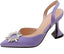 Women's High Heel Pumps Backless Slip-on Stilettos Rhinestone Sandals Satin Slingback Pump Shoes