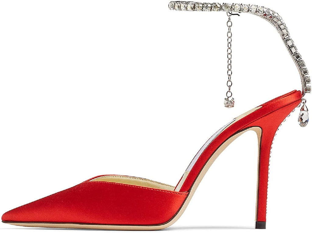 Women's High Heel Stiletto Pumps Closed Pointed Toe Ankle Strap Fashion Strappy Sandals Comfortable Party Wedding Dressy Shoes 3.3IN