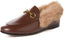 Vertundy Fur Women's Loafers Flats Leather Pointed Toe Work Slip On Mules