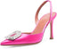 Rhinestone High Heels Satin Slingback Pumps Pointed Wedding Dress Stilettos