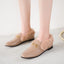 Vertundy Fur Women's Loafers Flats Leather Pointed Toe Work Slip On Mules