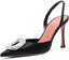 Rhinestone High Heels Satin Slingback Pumps Pointed Wedding Dress Stilettos