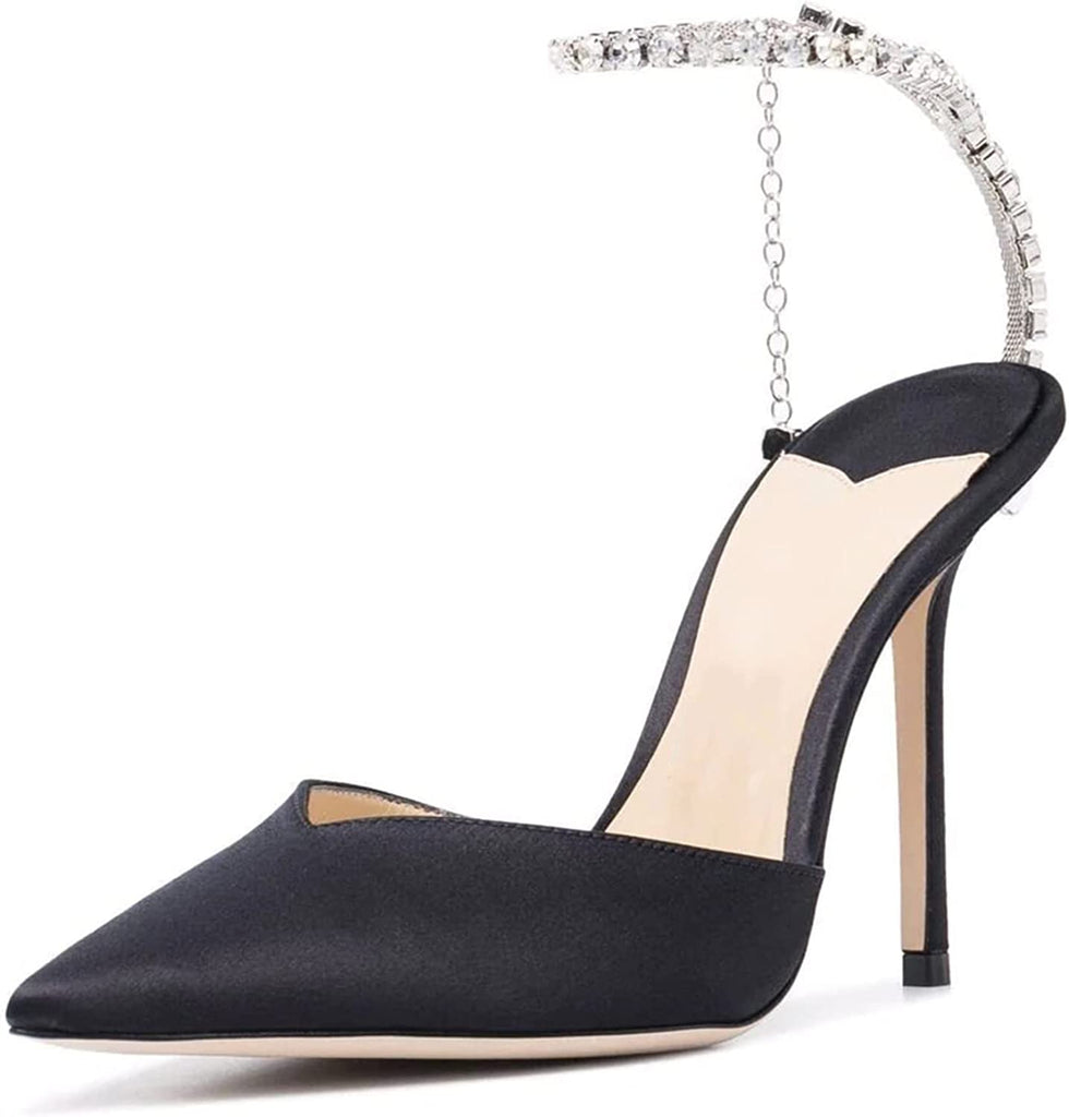 Women's High Heel Stiletto Pumps Closed Pointed Toe Ankle Strap Fashion Strappy Sandals Comfortable Party Wedding Dressy Shoes 3.3IN