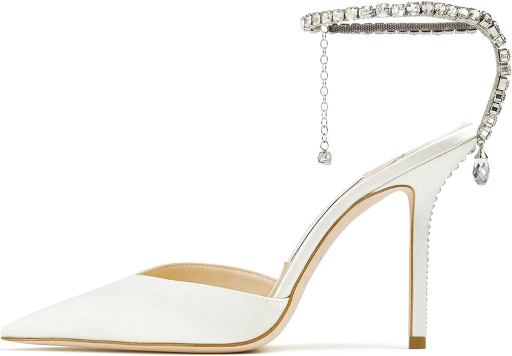 Women's High Heel Stiletto Pumps Closed Pointed Toe Ankle Strap Fashion Strappy Sandals Comfortable Party Wedding Dressy Shoes 3.3IN