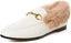 Vertundy Fur Women's Loafers Flats Leather Pointed Toe Work Slip On Mules