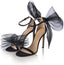 Vertundy Women's Stiletto High Heeled Sandals with Asymmetric Lace Mesh Bows Knot Decoration Open Toe Ankle Strap Single Band Strap Heels Sexy Dress Wedding Party Shoes For Ladies 3.14 IN