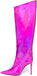 Women's Knee High Boots Sexy Pointed Toe Stiletto Heel Boot Metallic Leather Zipper Booties Dress Shoes