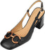 Women's Slingback Square Toe Chunky High Heels Sandals Ankle Buckle Dress Summer Pumps